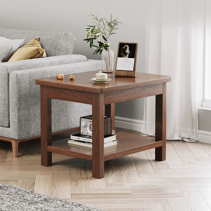 Mesa de esquina moderna de 4 patas Mesa al final del sofá de madera maciza con almacenamiento