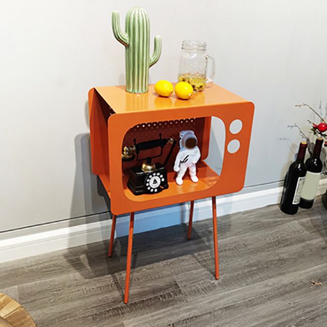 Medieval Modern Style Rectangular Metal Table Can Store 4 Legs Side Table