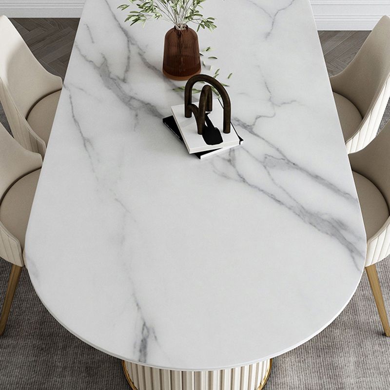 Nordic Glam Style Sintered Stone Oval Table Set 1/4/5/7 Pieces Dining Set Clearhalo 'Dining Room Sets' 'Dining Tables & Seating' 'dining_room_set' 'furn' 'furn_dining_room_set' 'Furniture' 'Kitchen & Dining Furniture' 1200x1200_8d45afd7-6378-424e-937a-9ff7125a2a47