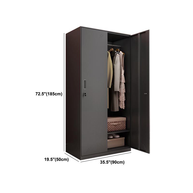 Black Metal Wardrobe Cabinet Contemporary Hinged Wardrobe Armoire Clearhalo 'Armoires & Wardrobes' 'armoires_wardrobes' 'Bedroom Furniture' 'furn' 'furn_armoires_wardrobes' 'Furniture' 1200x1200_8d486647-a3b2-4fbe-a0a0-769d9df985ec