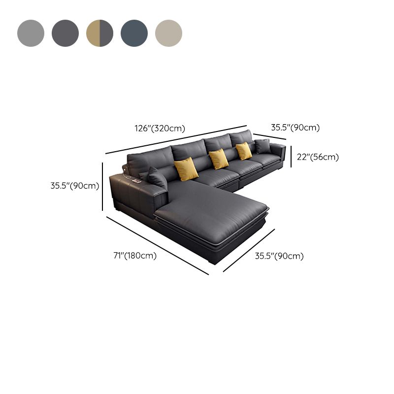 Contemporary Cushions Square Arm Living Room Faux Leather Stationary Sofa