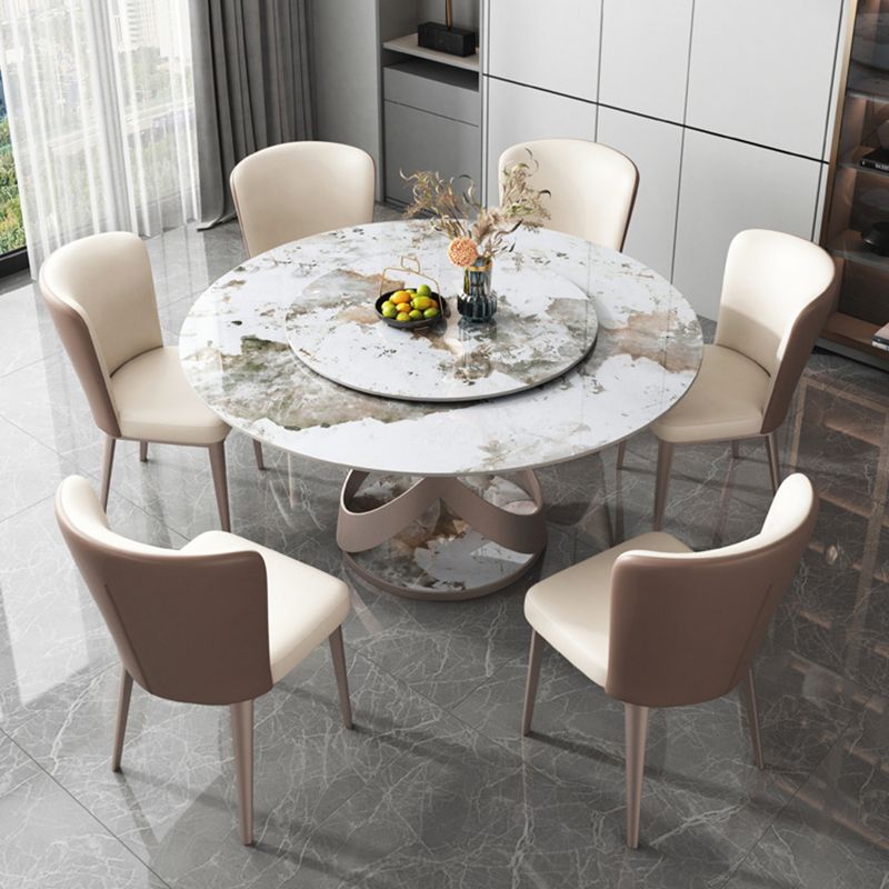 Contemporary Metal Dining Chair Faux Leather Armless Dining Chair for Home Use