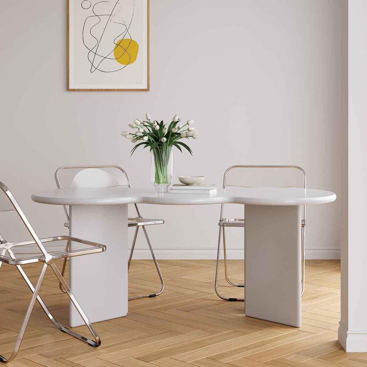 Free Form Solid Wood Dining Table Double Pedestal Furniture in Matte Finish Clearhalo 'Dining Tables & Seating' 'Dining Tables' 'dining_table' 'furn' 'furn_dining_table' 'Furniture' 'furniture_dining_table' 'Kitchen & Dining Furniture' 'kitchen' 'kitchen_dining_table' 1200x1200_8d4ab5f8-ff3a-4fee-8105-fb8bd028732c