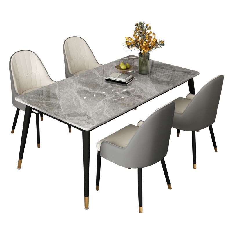 Modern Dining Table Black Frame Stone Dining Table for Dinner Room Clearhalo 'Dining Tables & Seating' 'Dining Tables' 'dining_table' 'furn' 'furn_dining_table' 'Furniture' 'Kitchen & Dining Furniture' 1200x1200_8d4b103b-839d-46c8-ab21-567c3b0a3a3a