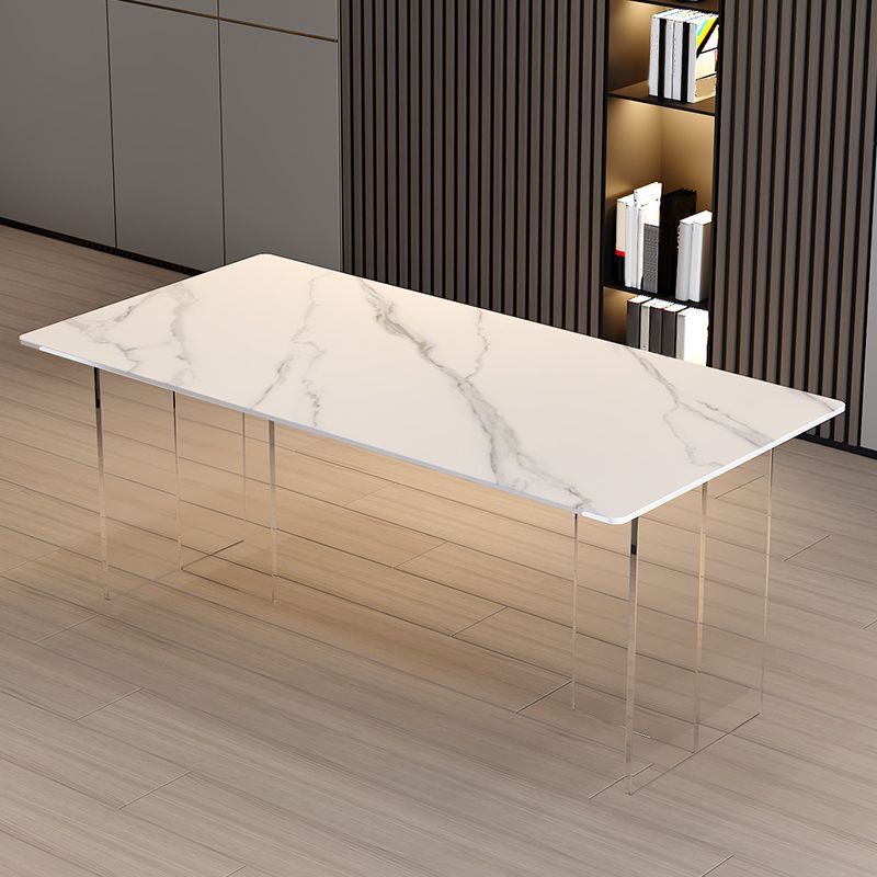 Sintered Stone Dining Table Modern Rectangle Dining Table with Acrylic Base for Home Clearhalo ' dining_table' 'Dining Tables & Seating' 'Dining Tables' 'furn' 'furn_dining_table' 'Furniture' 'furniture_dining_table' 'Kitchen & Dining Furniture' 'kitchen&dining_furn' 'kitchen' 'kitchen_dining_table' 1200x1200_8d4b4f64-c1c3-4835-b719-9952bf33e158
