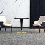 Tavolo da top in pietra nera con base di piedistallo tradizionale tavolo da pranzo rotondo di lusso