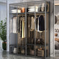 Contemporary Tempered Glass Wardrobe Armoire Freestanding Wardrobe with Shelves Clearhalo 'Armoires & Wardrobes' 'armoires_wardrobes' 'Bedroom Furniture' 'furn' 'furn_armoires_wardrobes' 'Furniture' 1200x1200_8d4c79bf-bf09-4464-90d2-268cad28ec3a