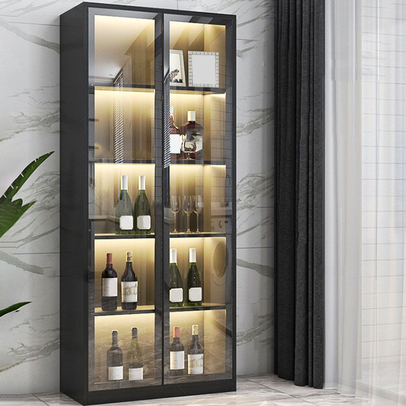 Contemporary Display Stand Faux Wood Storage Cabinet with Lighting Clearhalo 'Display & China Cabinets' 'display_china_cabinets' 'furn' 'furn_display_china_cabinets' 'Furniture' 'Kitchen & Dining Furniture' 1200x1200_8d4d1a19-a3b5-4038-be9f-4783786a51cd