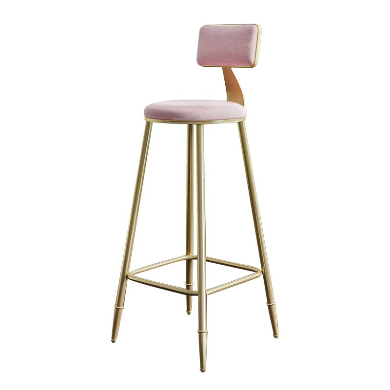Glam Footrest Counter Stool Fabric Low Back Barstool with 4 Gold Iron Legs Clearhalo 'Bar Furniture' 'Bar Stools' 'bar_stools' 'furn' 'furn_bar_stools' 'Furniture' 'Kitchen & Dining Furniture' 1200x1200_8d4e0ee7-60a9-4e69-90c7-f18049c63b55