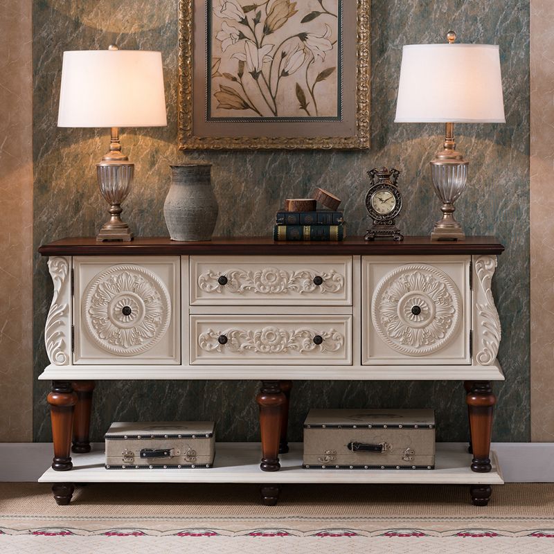 中世紀のモダンな2ドアアクセントキャビネット33 "引き出し付きの高さの苦しめられた木の胸