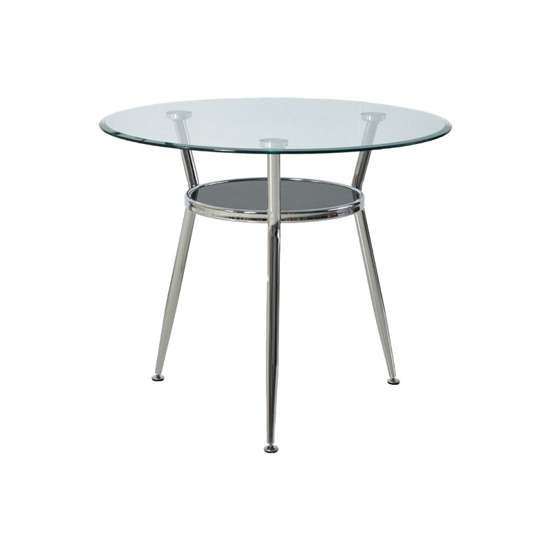 4ピースモダンな丸い焼きガラストップダイニングセット