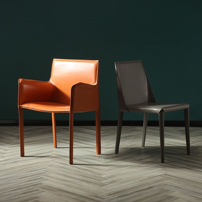 Modern Leather Dining Chair Matte Finish Parsons Arm Chair for Kitchen Clearhalo ' kitchen&dining_furn' 'Dining Chairs' 'Dining Tables & Seating' 'dining_chair' 'furn' 'furn_dining_chair' 'Furniture' 'furniture_dining_chair' 'Kitchen & Dining Furniture' 'kitchen' 1200x1200_8d50a72e-f79c-4936-b90a-22fb615c4a98