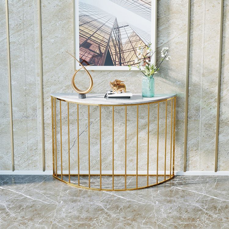 Tavolo di accento della console in marmo contemporaneo tavolo da ginnastica mezza luna per sala