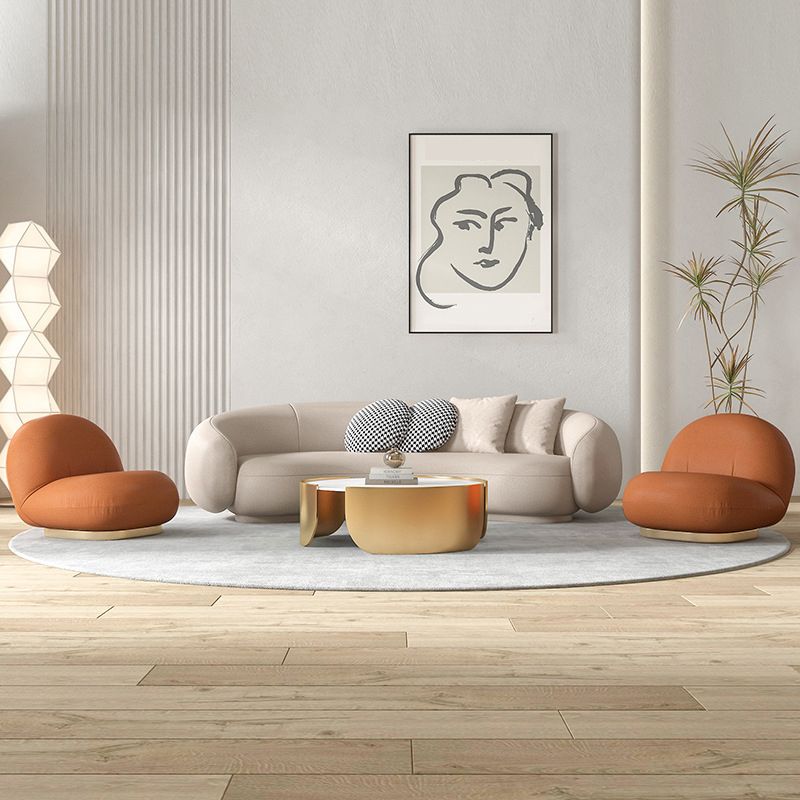 Sofa courbe serré en cuir faux contemporain canapé de bras en pente