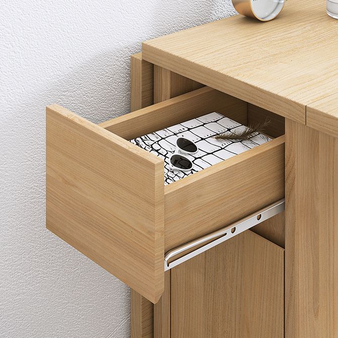 Modern Style Rectangle Solid Wood Dining Site Table with Drop-Leaf