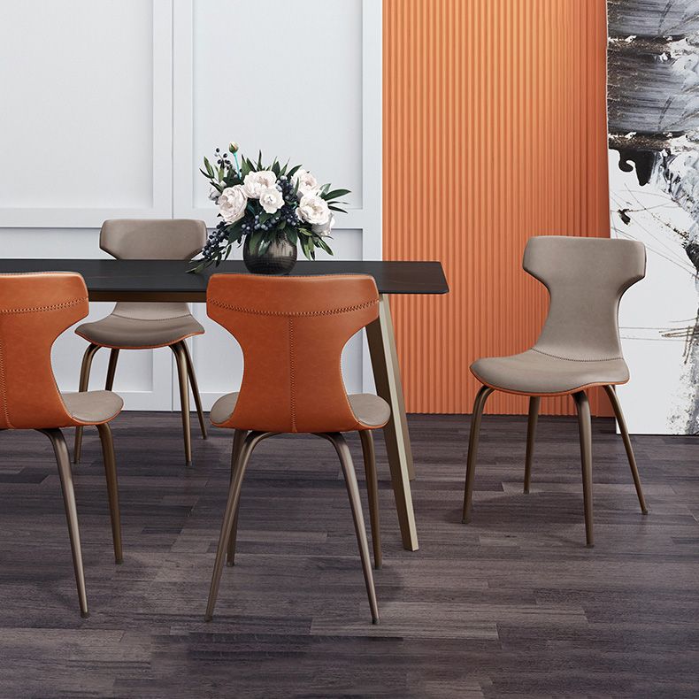 Modern Style Home Side Chair Wingback Metal Upholstered Single Dining Room Chair Clearhalo ' kitchen&dining_furn' 'Dining Chairs' 'Dining Tables & Seating' 'dining_chair' 'furn' 'furn_dining_chair' 'Furniture' 'furniture_dining_chair' 'Kitchen & Dining Furniture' 'kitchen' 1200x1200_8d563661-a04e-4006-85d4-7b7e7be00e9c