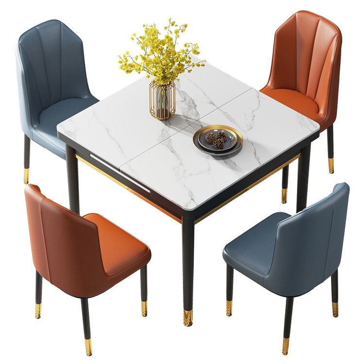 Industrial Style Extendable Stone Dining Table Square 31.5'' Table for Home Clearhalo ' dining_table' 'Dining Tables & Seating' 'Dining Tables' 'furn' 'furn_dining_table' 'Furniture' 'furniture_dining_table' 'Kitchen & Dining Furniture' 'kitchen&dining_furn' 'kitchen' 'kitchen_dining_table' 1200x1200_8d579f53-aee1-42cc-be38-5806912b0ae3