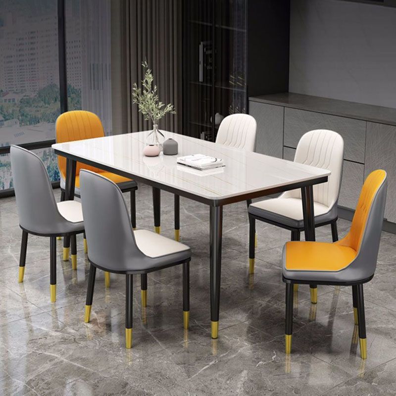 Modern White Marble Counter Table Rectangle Dining Table for Kitchen Clearhalo 'Dining Tables & Seating' 'Dining Tables' 'dining_table' 'furn' 'furn_dining_table' 'Furniture' 'Kitchen & Dining Furniture' 1200x1200_8d58eb5e-4094-43f7-aa52-7d3bd62165c0