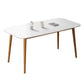 Mesa rectangular moderna de piedra sinterizada con patas de madera para el hogar
