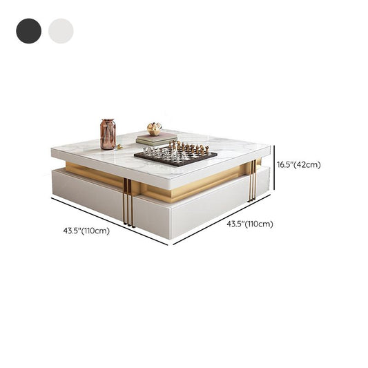4つの収納引き出しを備えたスレートコーヒーまたはエンドテーブルが現代