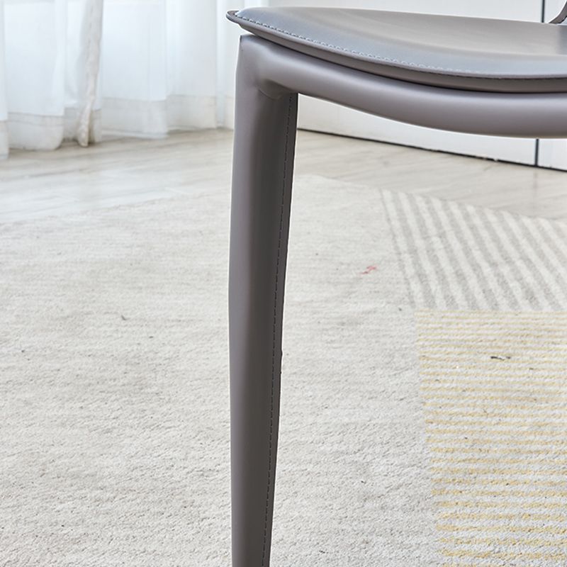 Metal Modern Indoor Side Chair Solid Back Dining Chair with 4Legs