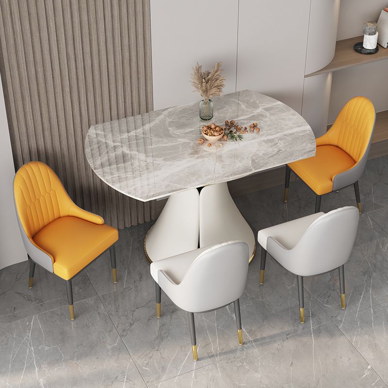 53'' Luxury Sintered Stone Dining Table Extendable Rectangle Table with Metal Pedestal Clearhalo ' dining_table' 'Dining Tables & Seating' 'Dining Tables' 'furn' 'furn_dining_table' 'Furniture' 'furniture_dining_table' 'Kitchen & Dining Furniture' 'kitchen&dining_furn' 'kitchen' 'kitchen_dining_table' 1200x1200_8d5d2ab6-0719-4ead-b44e-a00ede7614d8
