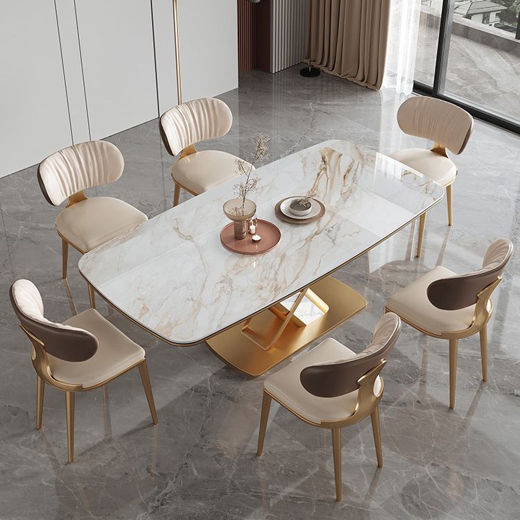 Luxury Sintered Stone Top Dining Set Rectangle 1/2/5/6/7 Pieces Kitchen Table with Chairs Clearhalo 'Dining Room Sets' 'Dining Tables & Seating' 'dining_room_set' 'furn' 'furn_dining_room_set' 'Furniture' 'furniture_dining_room_set' 'Kitchen & Dining Furniture' 1200x1200_8d5d8483-42d5-4352-9288-f486d749883f