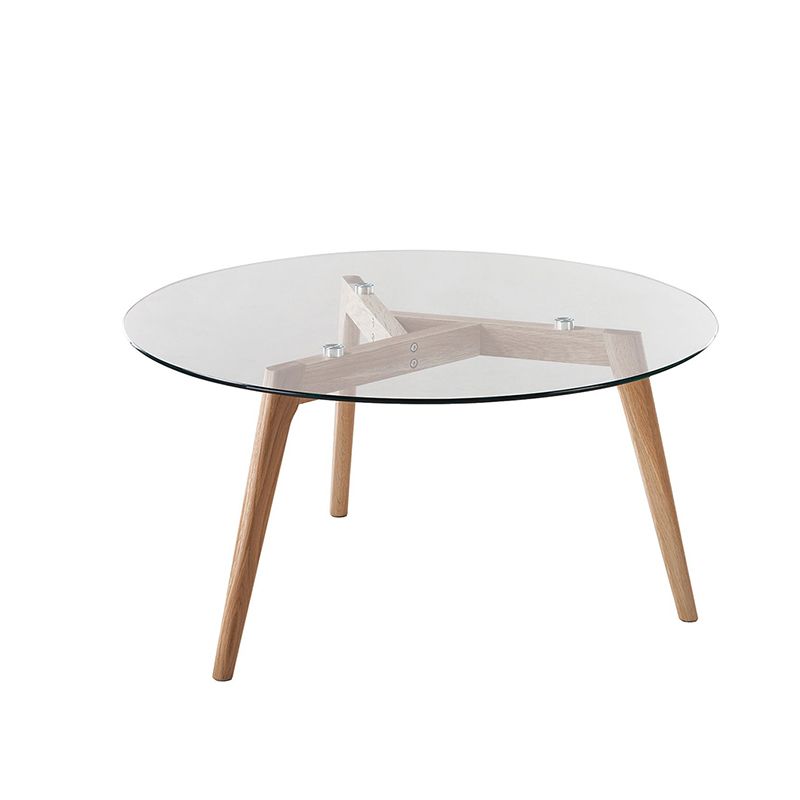 13.7/17.7 "H HOUTEN BASE BASE 3 LEGEN GLASE TOP Ronde salontafel voor appartement