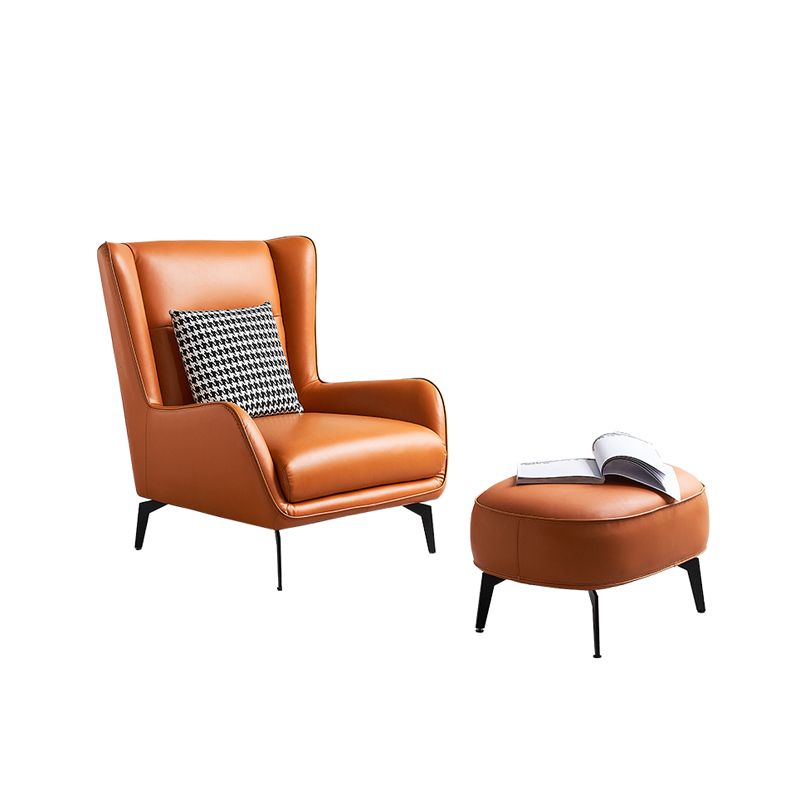 Echte lederen accentstoel 4 benen massieve kleurkamerstoel voor woonkamer