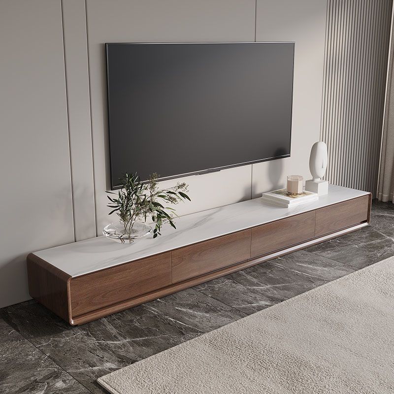 Console multimediale per TV contemporanea in legno Porta TV marrone con cassetti