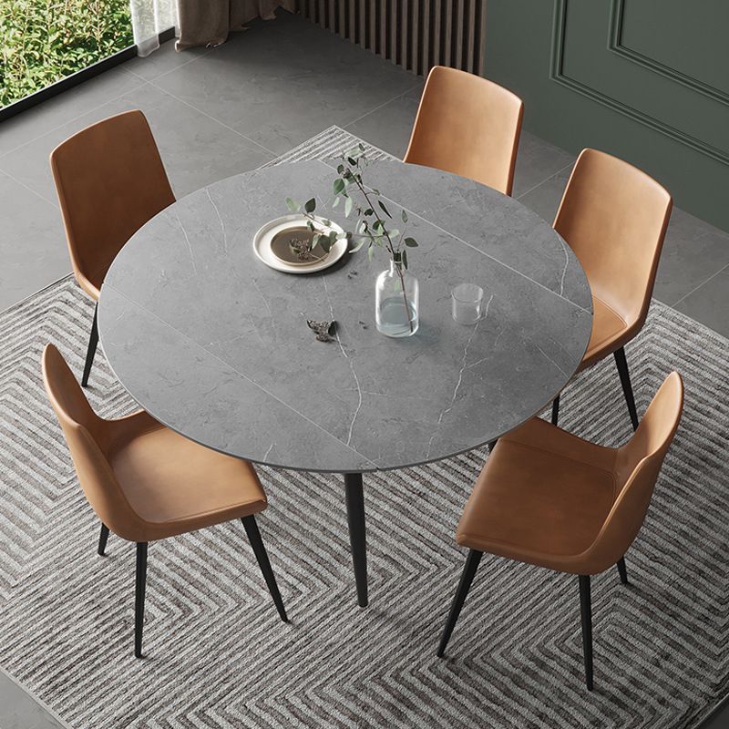 Modern Round Dining Table Sintered Stone Dining Table with 4 Black Legs for Home Kitchen Dinner Clearhalo ' dining_table' 'Dining Tables & Seating' 'Dining Tables' 'furn' 'furn_dining_table' 'Furniture' 'furniture_dining_table' 'Kitchen & Dining Furniture' 'kitchen&dining_furn' 'kitchen' 'kitchen_dining_table' 1200x1200_8d6670fd-48b3-4712-b64e-c2a433962b03