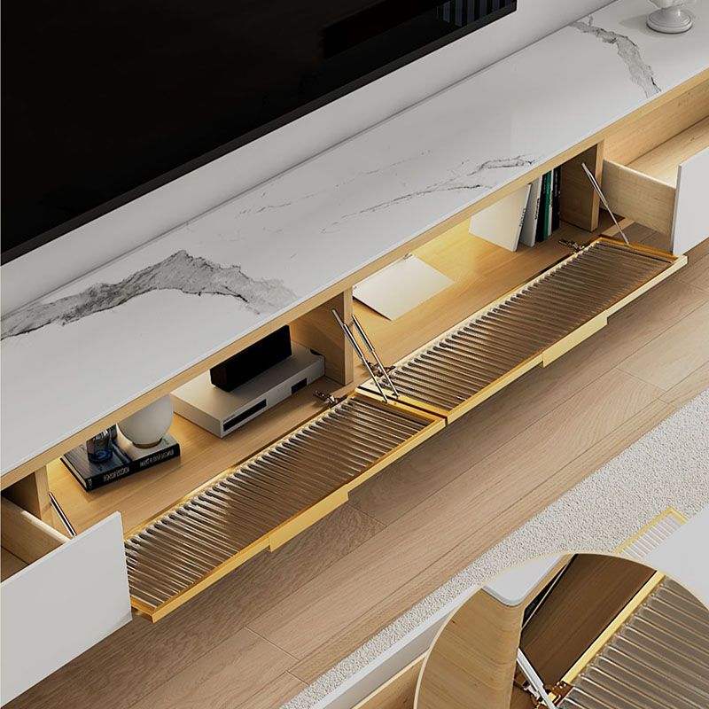 17.13 "H TV STAND Glam Store Almacenamiento de almacenamiento de TV blanco con cajones