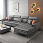 Faux Leather Stain-Resistant L-Shape Sectional Sofa with Chaise for Four People Clearhalo 'furn' 'furn_sectionals' 'Furniture' 'Living Room Furniture' 'Sectionals' 1200x1200_8d67a62d-e2ee-4315-a082-1beb798ea399