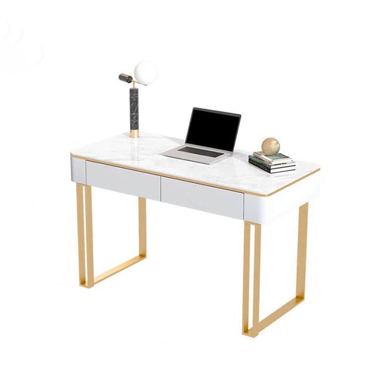 Rectangular Shaped Office Working Table Stone Writing Desk in Gold/Black Clearhalo 'furn' 'furn_office_desk' 'Furniture' 'Office Desks' 'Office Furniture' 'office_desk' 1200x1200_8d67cffe-cb0d-4998-9ac3-a1c6d5a574b0