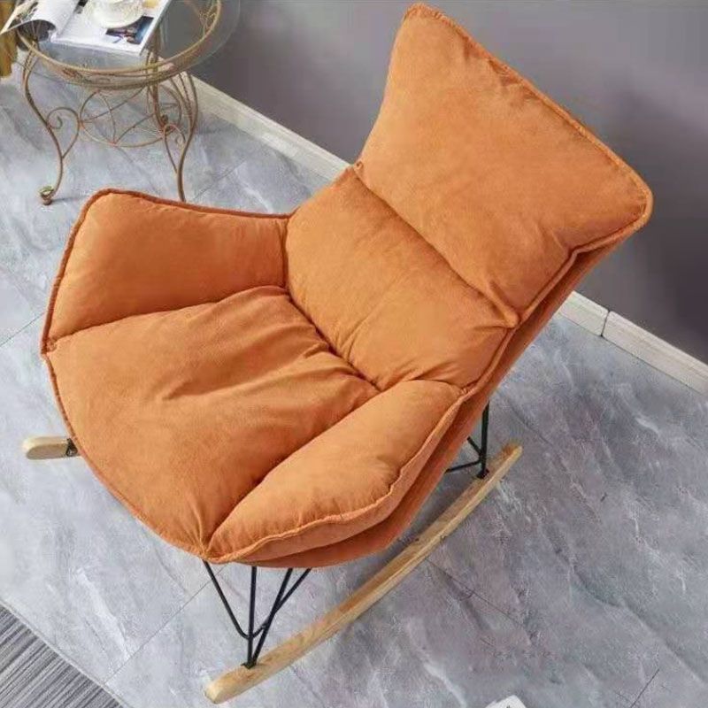 Sedia a dondolo blu moderna sedia da bilanciere imbottita per decorazioni per la casa