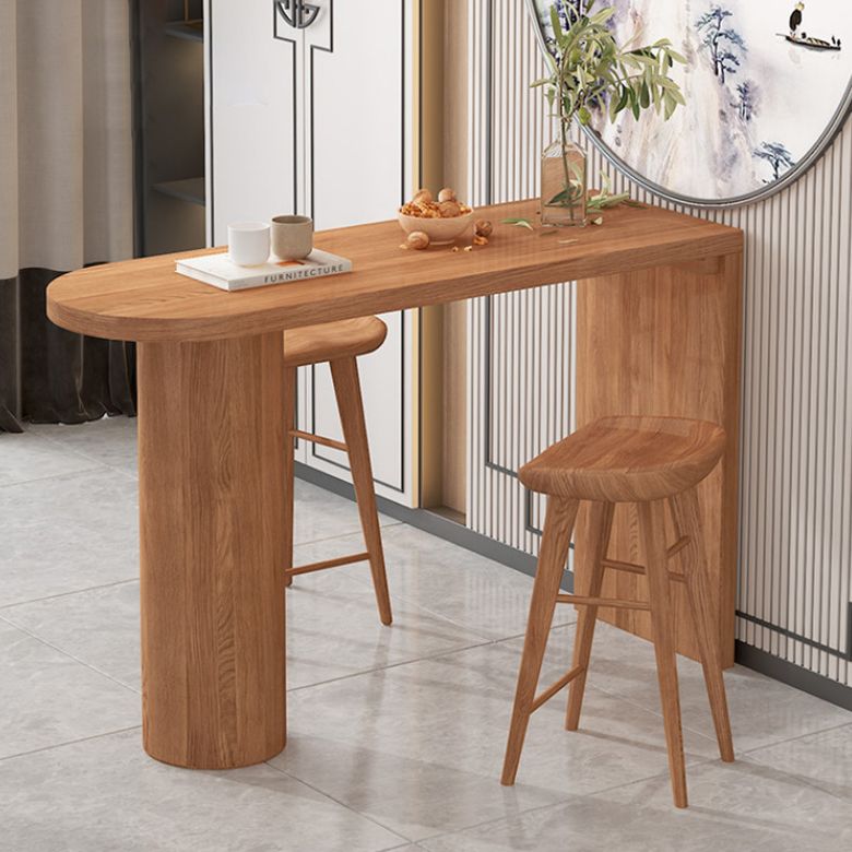 Mesa de comedor de madera Mesa de bar con pedestal doble contemporánea