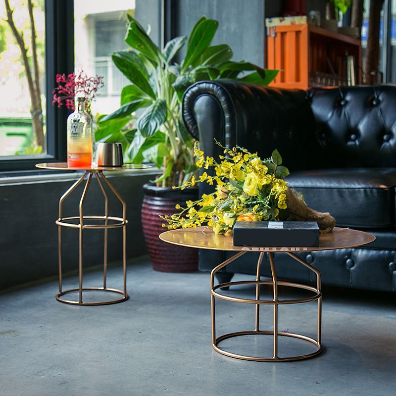 Mid-Century Modern Frame Base Cocktail Table Metal Round Coffee Table Clearhalo 'Coffee & Accent Tables' 'Coffee Tables' 'coffee_tables' 'furn' 'furn_coffee_tables' 'Furniture' 'Living Room Furniture' 1200x1200_8d6a5174-89d5-4f5e-9b48-c035d60c5824