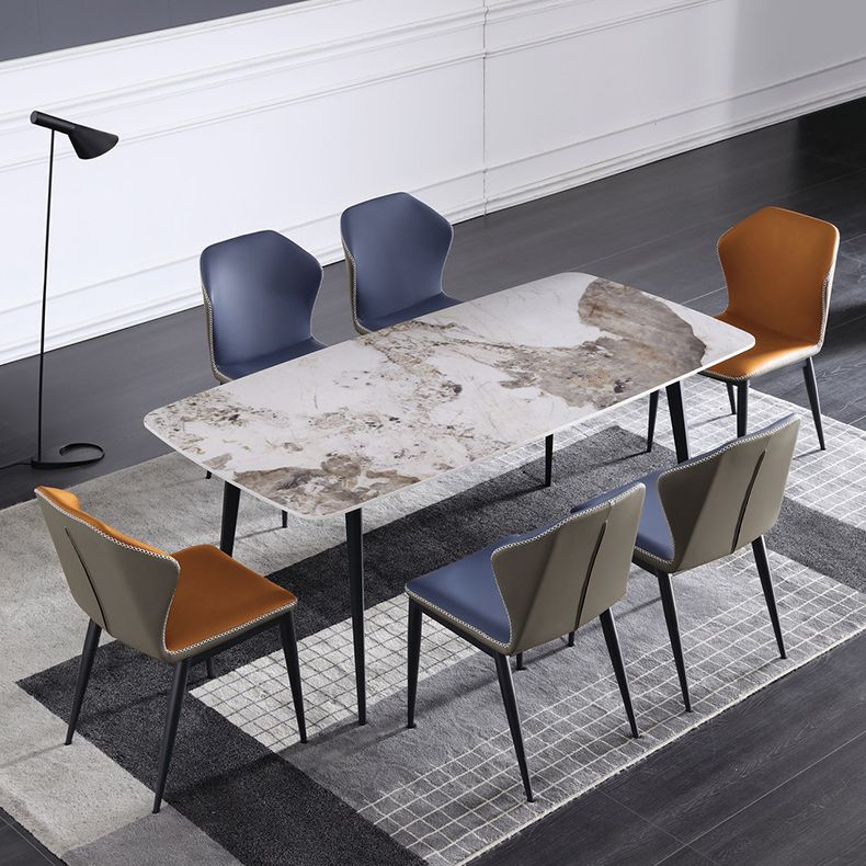 Contemporary Armless Chair Matte Finish Leather Curved Wingback Side Chair for Dining Room Clearhalo ' kitchen&dining_furn' 'Dining Chairs' 'Dining Tables & Seating' 'dining_chair' 'furn' 'furn_dining_chair' 'Furniture' 'furniture_dining_chair' 'Kitchen & Dining Furniture' 'kitchen' 1200x1200_8d6af553-0545-48a6-9e75-94df258c6504