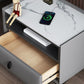Modern de cuero de cuero 4 patas Nightsand stone Top Night Table con cajón