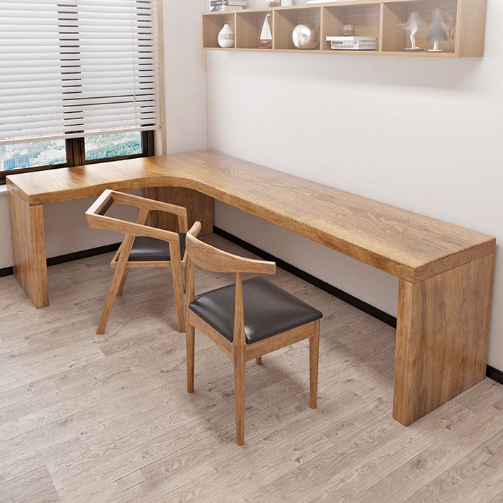 Solid Wood L-Shape Writing Desk Brown 29.6-inch High Office Desk for Home and Office Clearhalo 'furn' 'furn_office_desk' 'Furniture' 'Office Desks' 'Office Furniture' 'office_desk' 1200x1200_8d6c0788-cec8-45b4-8cc8-a6ea93cc42f3