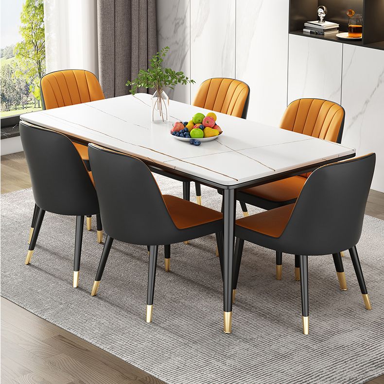 Sintered Stone Dining Table Luxury Style 4 Legs Base Rectangle Table for Home Clearhalo ' dining_table' 'Dining Tables & Seating' 'Dining Tables' 'furn' 'furn_dining_table' 'Furniture' 'furniture_dining_table' 'Kitchen & Dining Furniture' 'kitchen&dining_furn' 'kitchen' 'kitchen_dining_table' 1200x1200_8d6e665f-b52a-44e2-ac38-3c16427269d1
