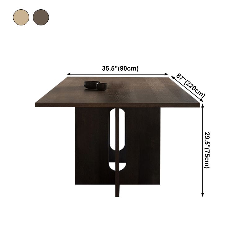 Rectangle Wood Color Dining Table Solid Wood Table Simplicity with Double Pedestal Clearhalo ' dining_table' 'Dining Tables & Seating' 'Dining Tables' 'furn' 'furn_dining_table' 'Furniture' 'furniture_dining_table' 'Kitchen & Dining Furniture' 'kitchen&dining_furn' 'kitchen' 'kitchen_dining_table' 1200x1200_8d70d4ec-9eff-42fb-b922-03fd01a3d395