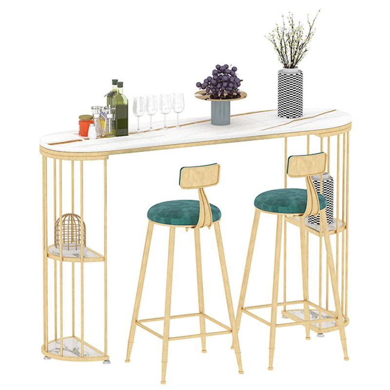 Gold Metal Pub Table Stone Top Industrial Bar Table with Storages Clearhalo 'Bar Furniture' 'Bar Tables' 'bar_tables' 'furn' 'furn_bar_tables' 'Furniture' 'Kitchen & Dining Furniture' 1200x1200_8d70fdd3-8068-4a7a-9632-c3ea0f9399c8