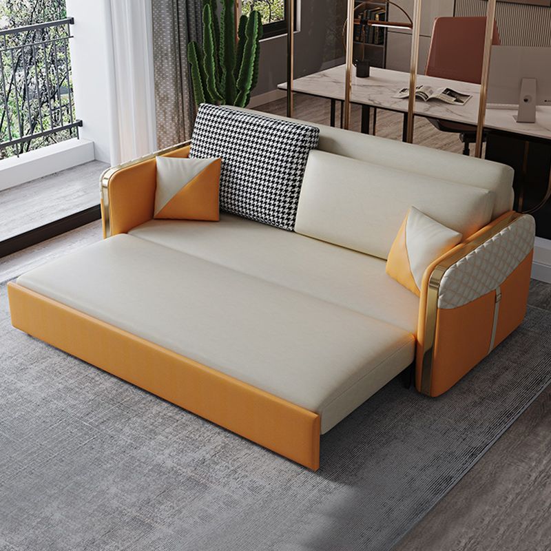 Square Arm Modern Faux Leather Stain Resistant Bed Sofa Couch