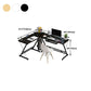 Metal and Wooden Computer Desk Modern L-Shape Keyboard Tray Office Desk for Office