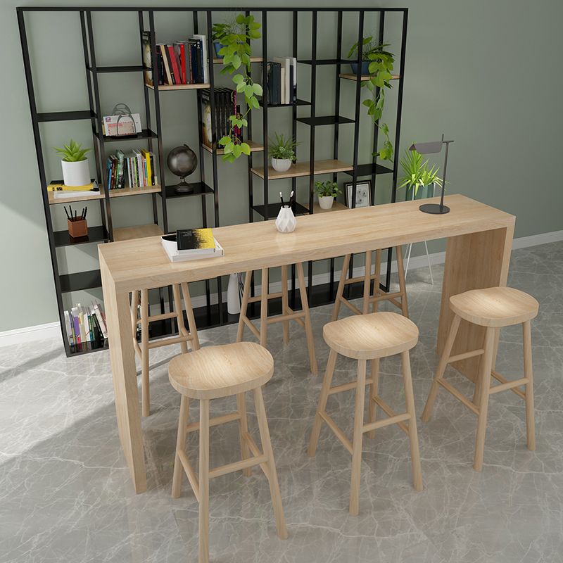 Contemporary Style Solid Wood Bar Stool Table Rectangle Bar Table in Natural