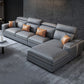 Dark Gray Faux Leather Sectional Sofa Stain-Resistant Sofa for Living Room