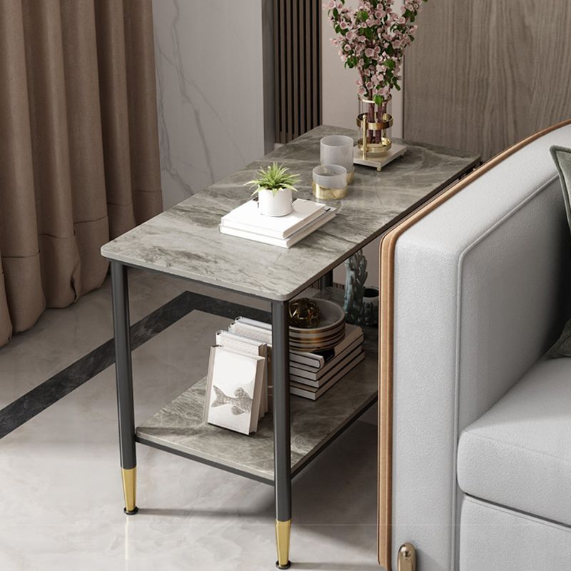 長方形の石4脚サイドテーブル21.65インチの高さのワンシェルフエンドテーブル
