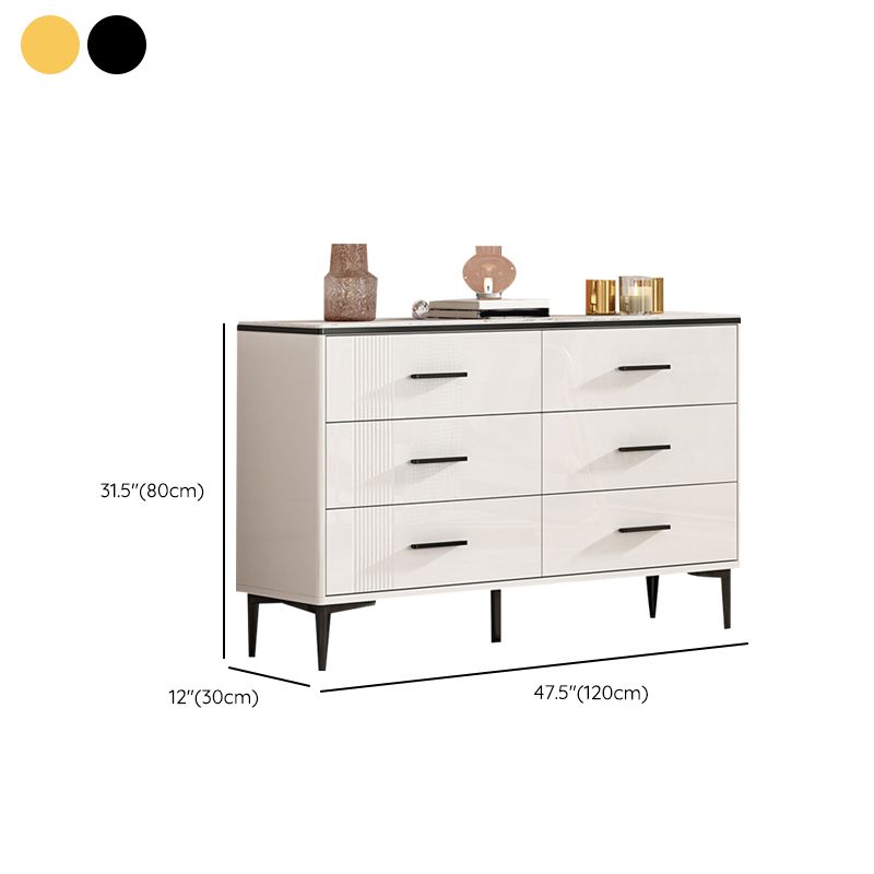 Glam Stone Coffre de rangement pour chambre à coucher, 30 cm de large, blanc avec tiroirs