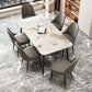 Juego de muebles de comedor nórdicos, mesa rectangular de piedra sinterizada, sillas sin brazos, 1/2/5/7 piezas